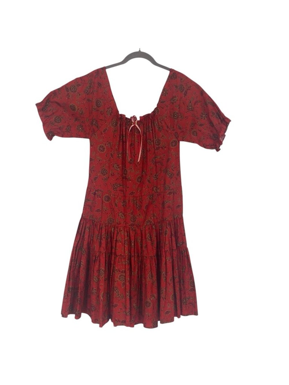 Unbranded Women's Size 10 Short Sleeve Square Neck Cotton Dress Handmade